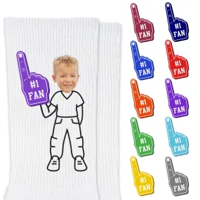 #1 Fan Photo Socks for Men Printed on Cotton Crew Socks