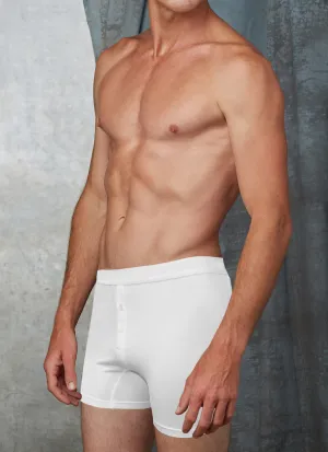 2-Button White Sartorial Boxer Brief Underwear (2-pack)