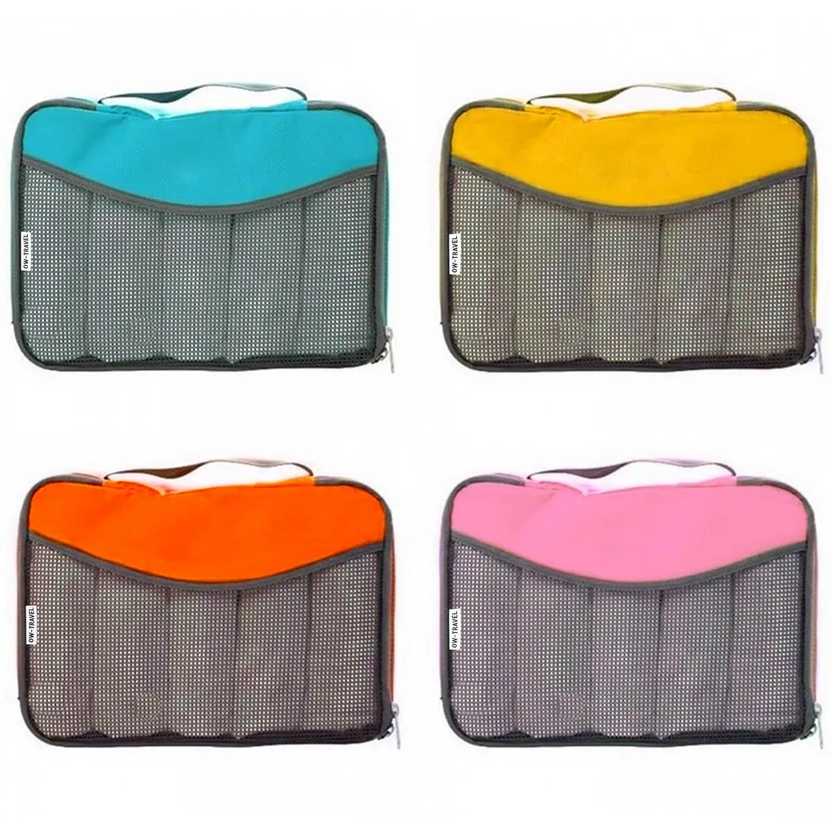 4 Colour packing cubes for suitcases. Travel storage organiser bags