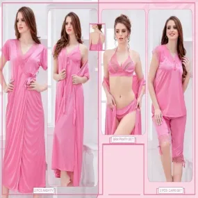 6PC Original Indian Silk Bridal Nighty Set For Women