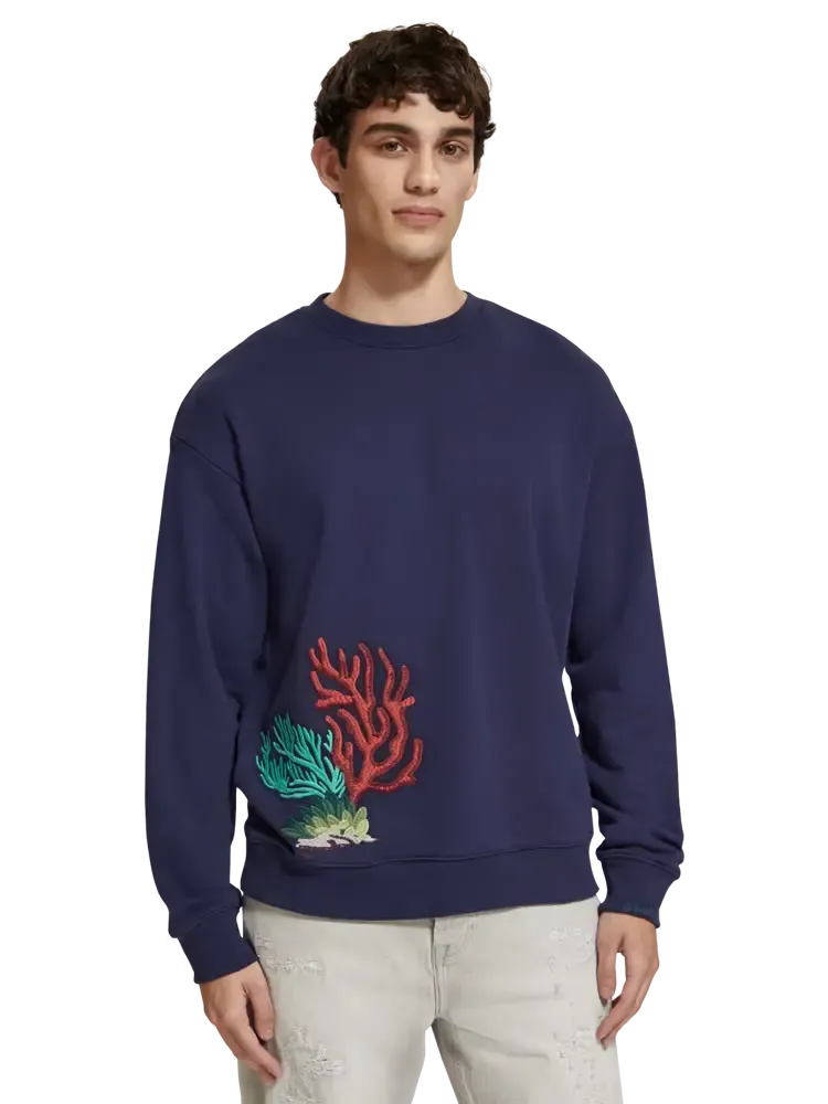 SCOTCH & SODA CORAL EMBROIDERY SWEATSHIRT