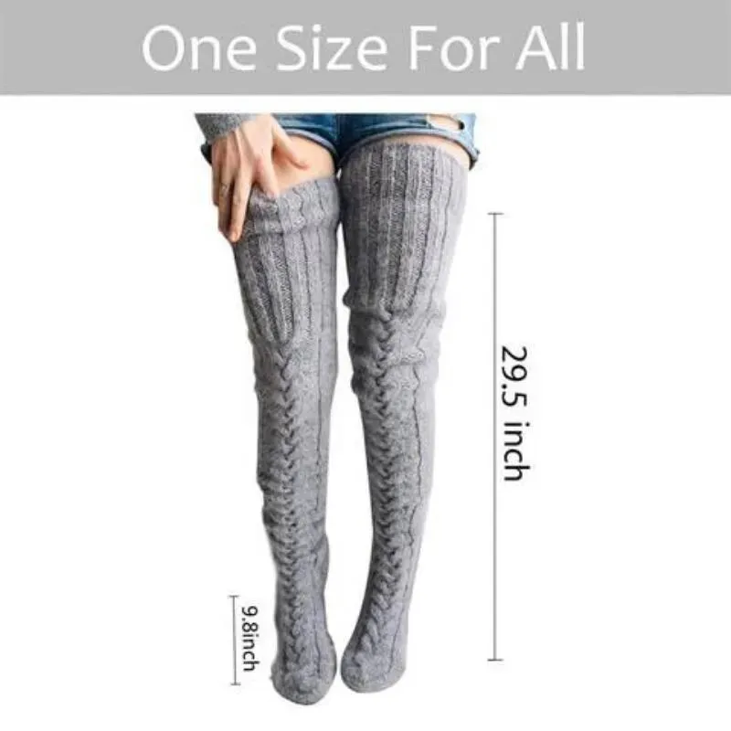 Ashore Shop Warm Over Knee Extra Long Knitted Socks Fashionable and warm long socks for women Sexy Over Knee Long Boot Warm Stockings