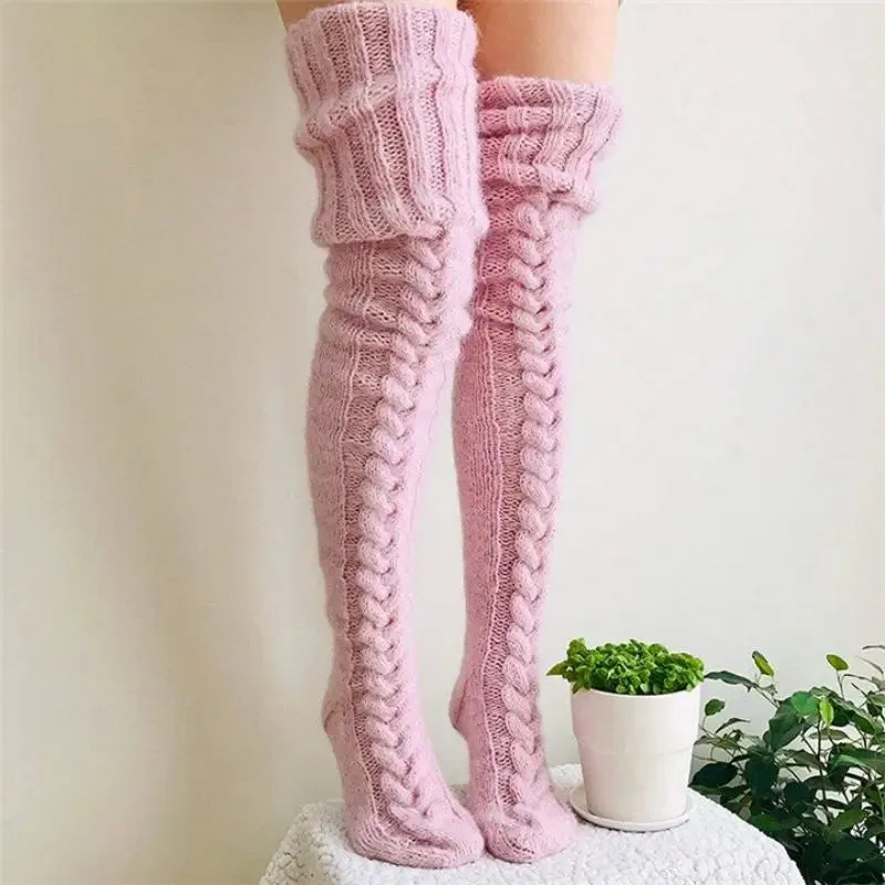 Ashore Shop Warm Over Knee Extra Long Knitted Socks Fashionable and warm long socks for women Sexy Over Knee Long Boot Warm Stockings