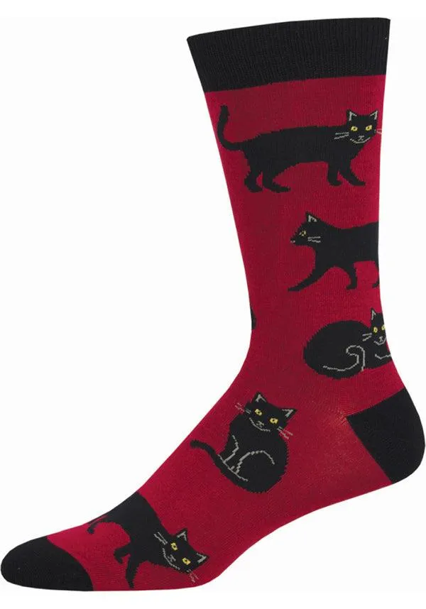 Bamboo Black Cat [Red] | SOCKS MENS