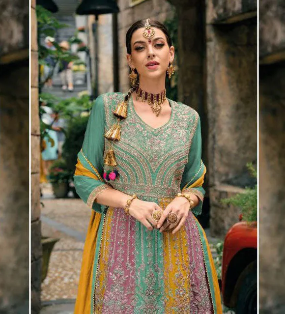 Beautiful Multi Colored Party Wear Designer pakisthani palazzo suits For Women