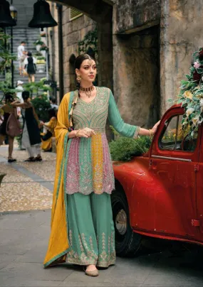 Beautiful Multi Colored Party Wear Designer pakisthani palazzo suits For Women