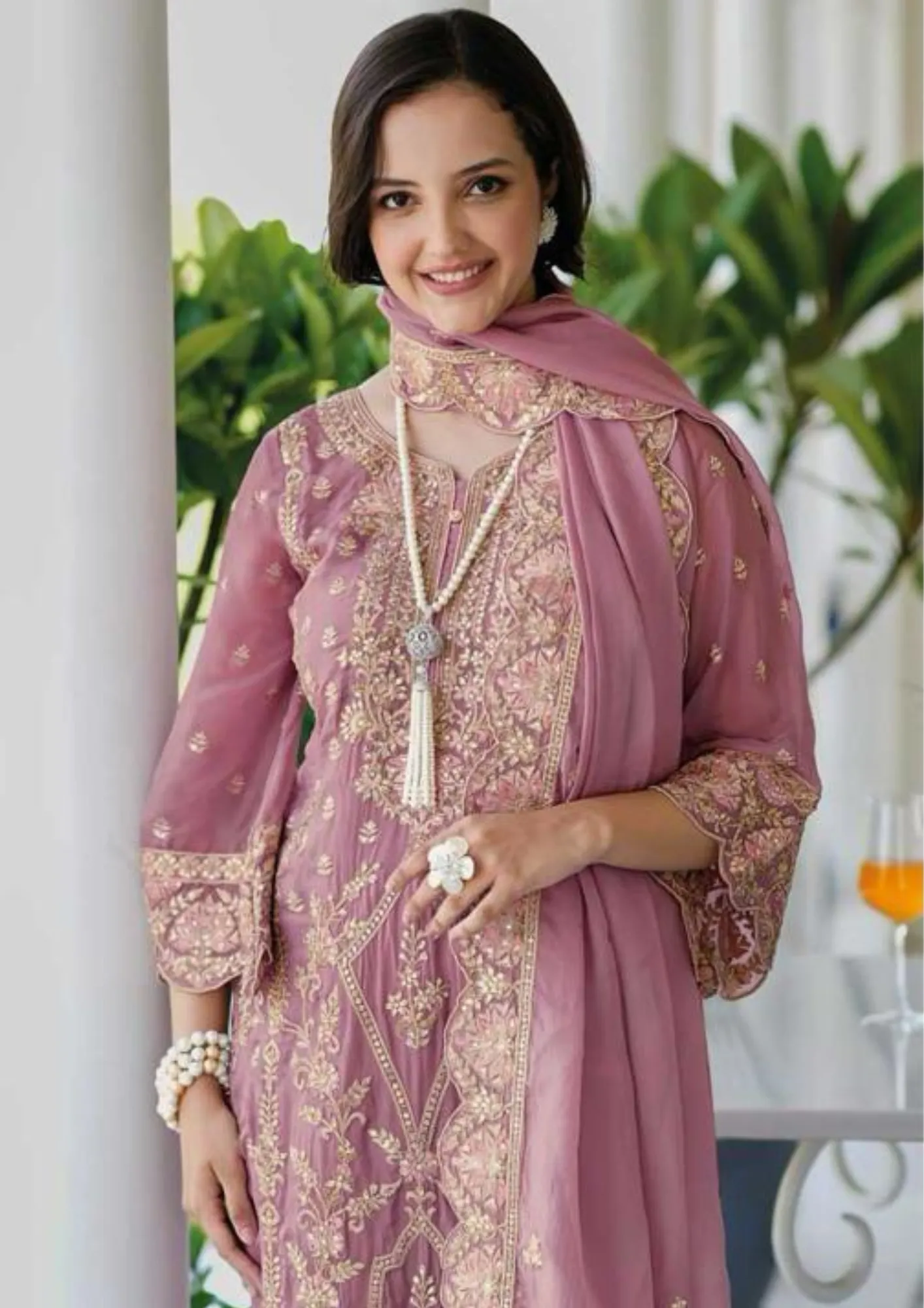 Beautiful Purple Colored Fully Stitched Salwar Suits With Dupatta For Women