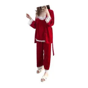 Best Nightwear in winter  3 Piece Velvet Pajama Set For Women