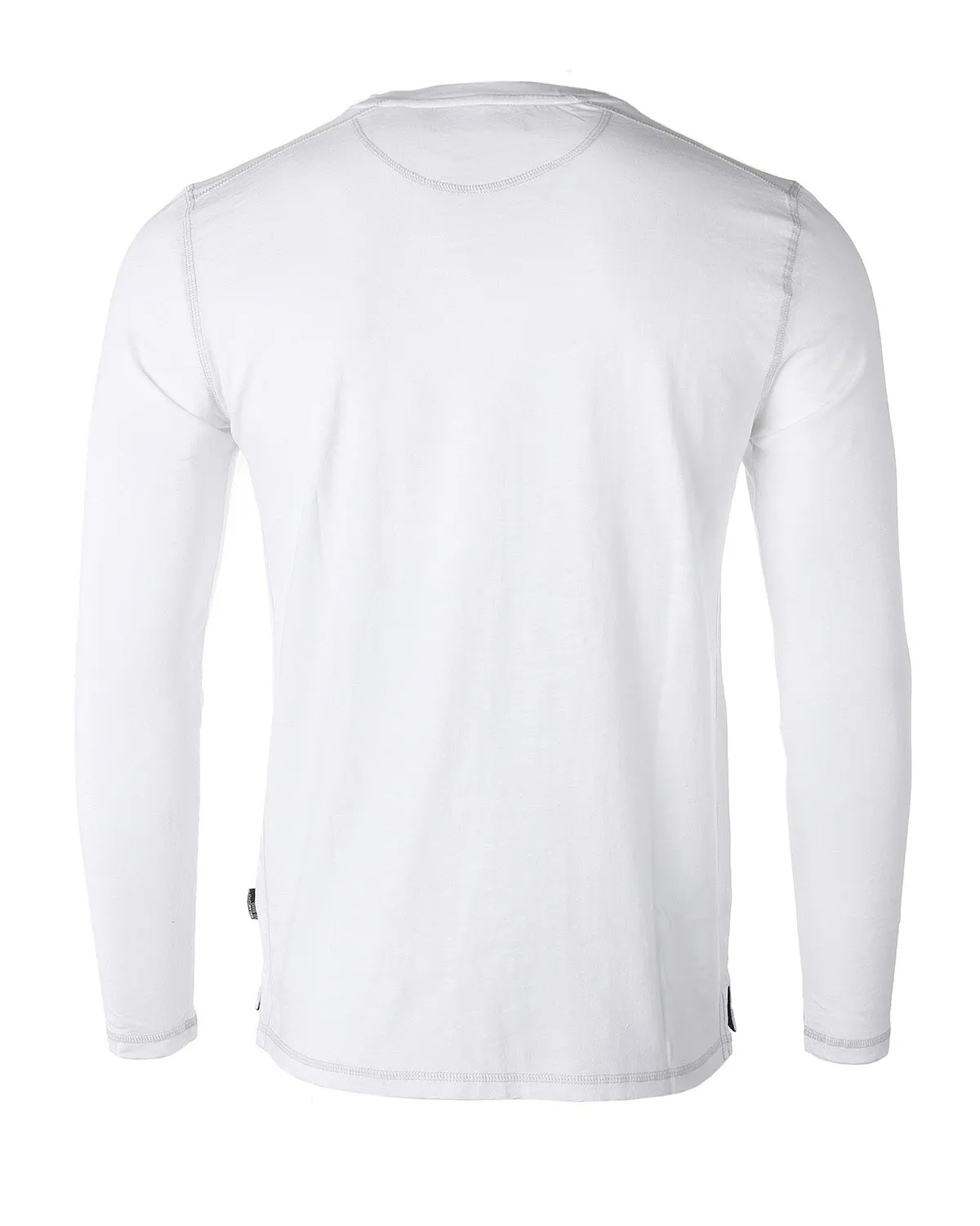 White Long Sleeve V-Neck Henley