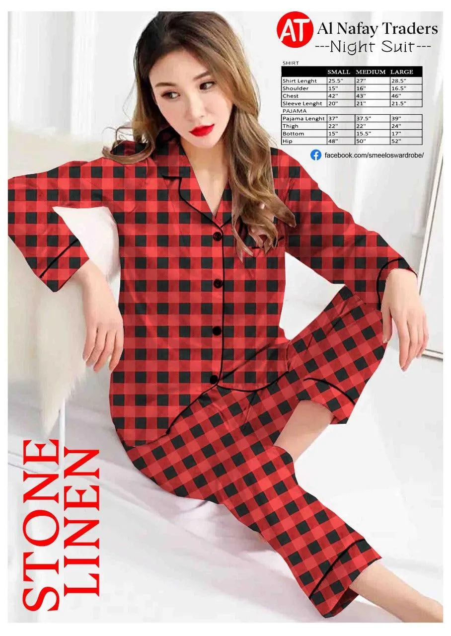 Branded shirt pajma night suits | Ladies 2 Pcs Night Shirt & Pajama Set