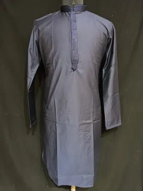 Charming Navy Blue Colored Armani Silk Kurta Pajama Sets For Men