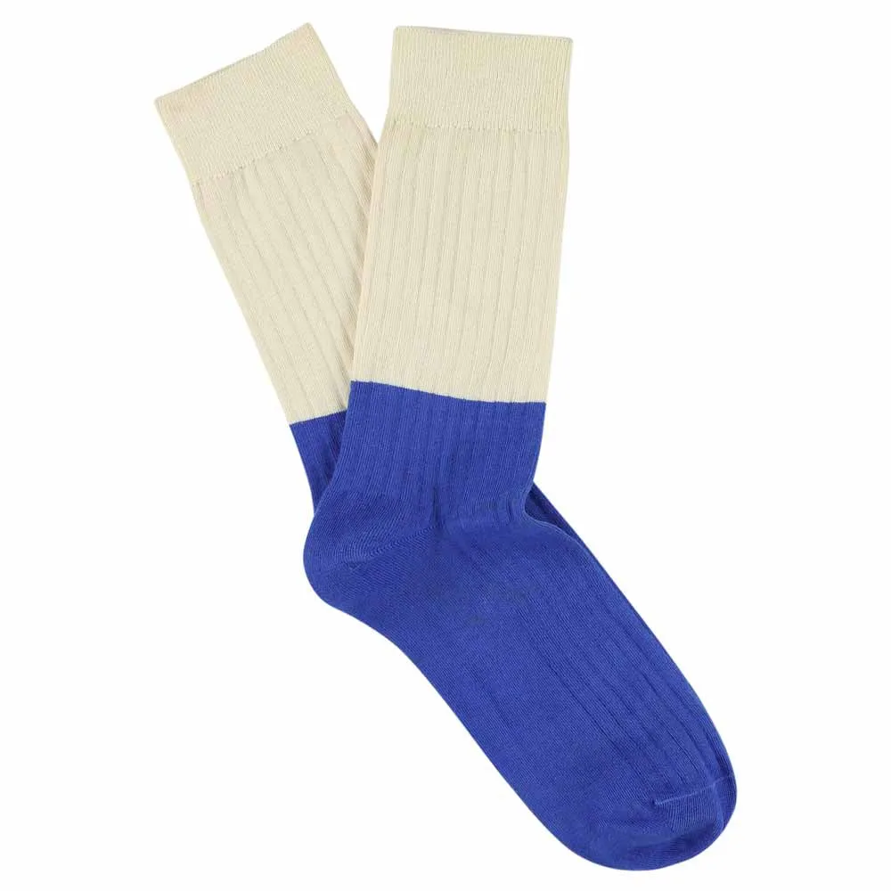 Colour Block Socks Ecru / Bright Blue