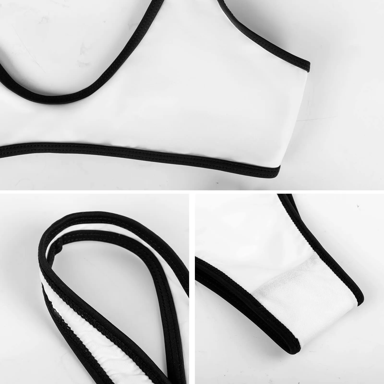 Custom Seamless Face Scoop Neck Sport Top Low Waisted Bikini Personalized Women's Two Piece Swimsuit Beach Outfits