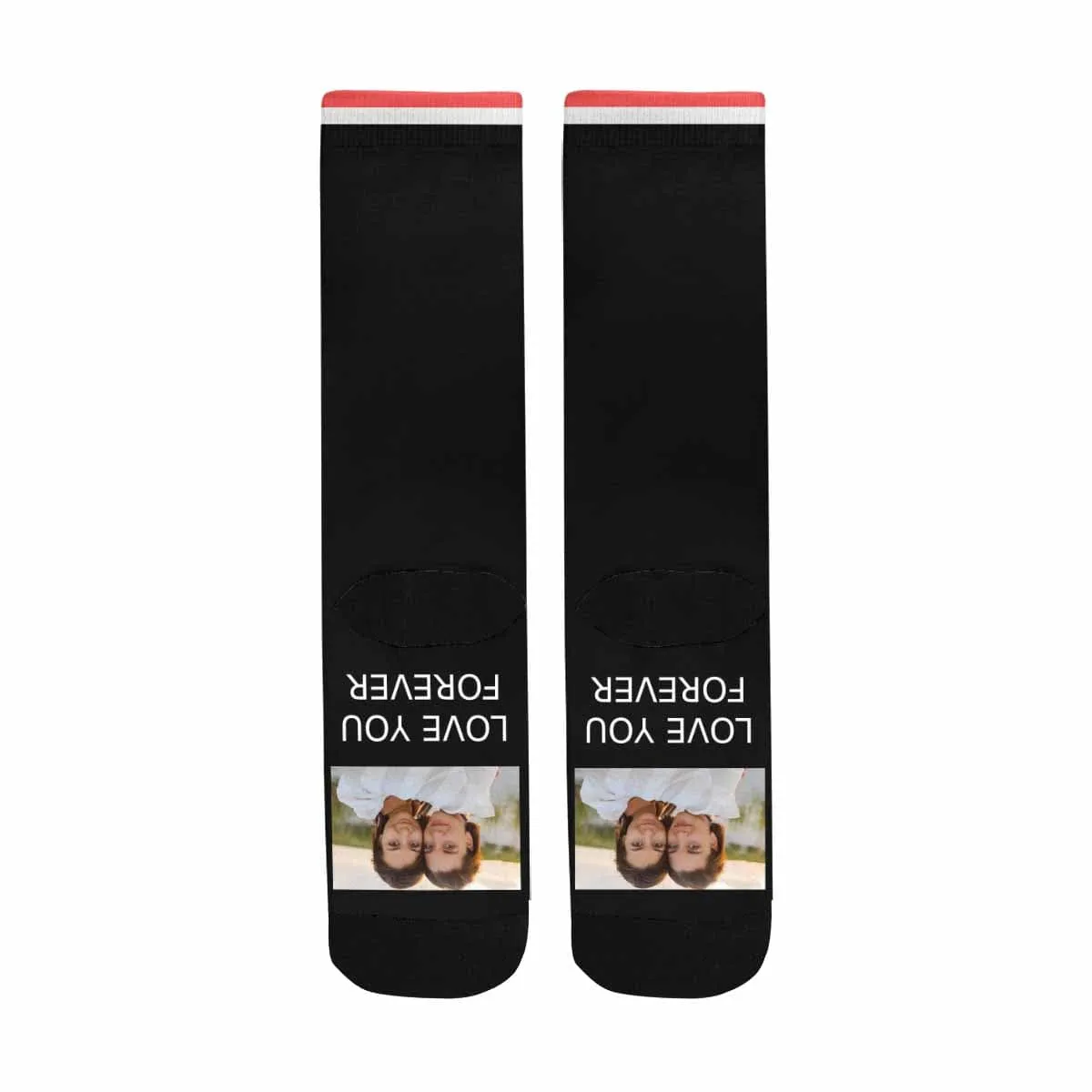 Custom Photo Socks Love You Forever Sublimated Crew Socks