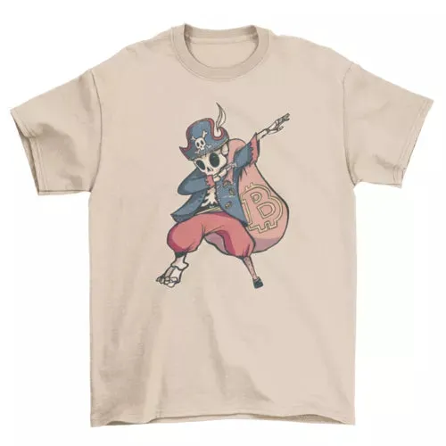 Dabbing Bitcoin Skeleton Pirate T-Shirt