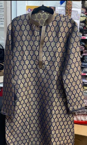 Dazzling Navy Blue Color Brocade Kurta Suits For Men