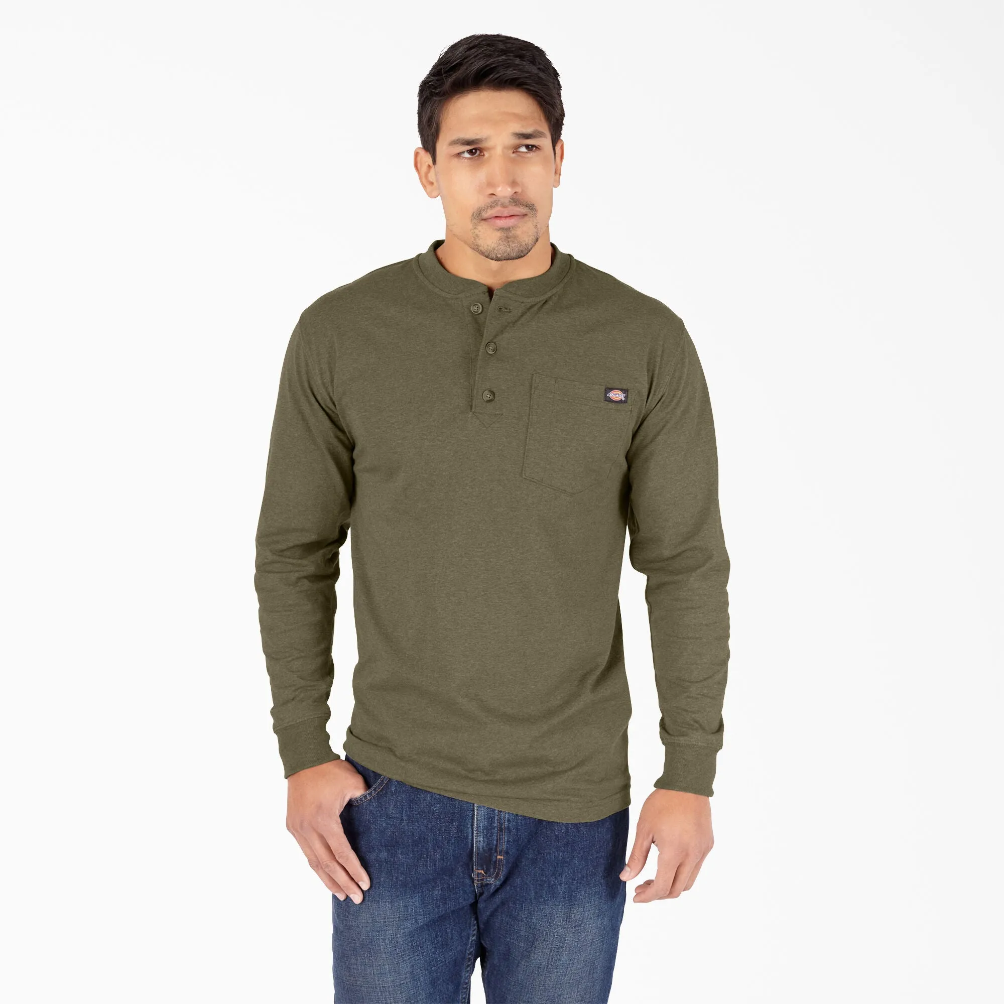 Dickies Heavyweight Heathered Long Sleeve Henley T-Shirt