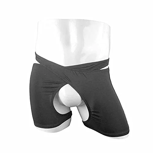 Men's Sexy Thong Underwear Low Waist Large Cross Boxers Briefs Underpants Gift for Boyfriend Black