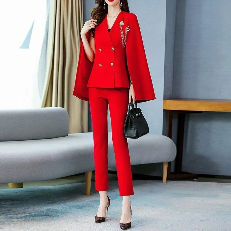 Elegant Lapel Double Breasted Pantsuit