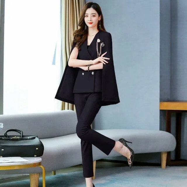 Elegant Lapel Double Breasted Pantsuit