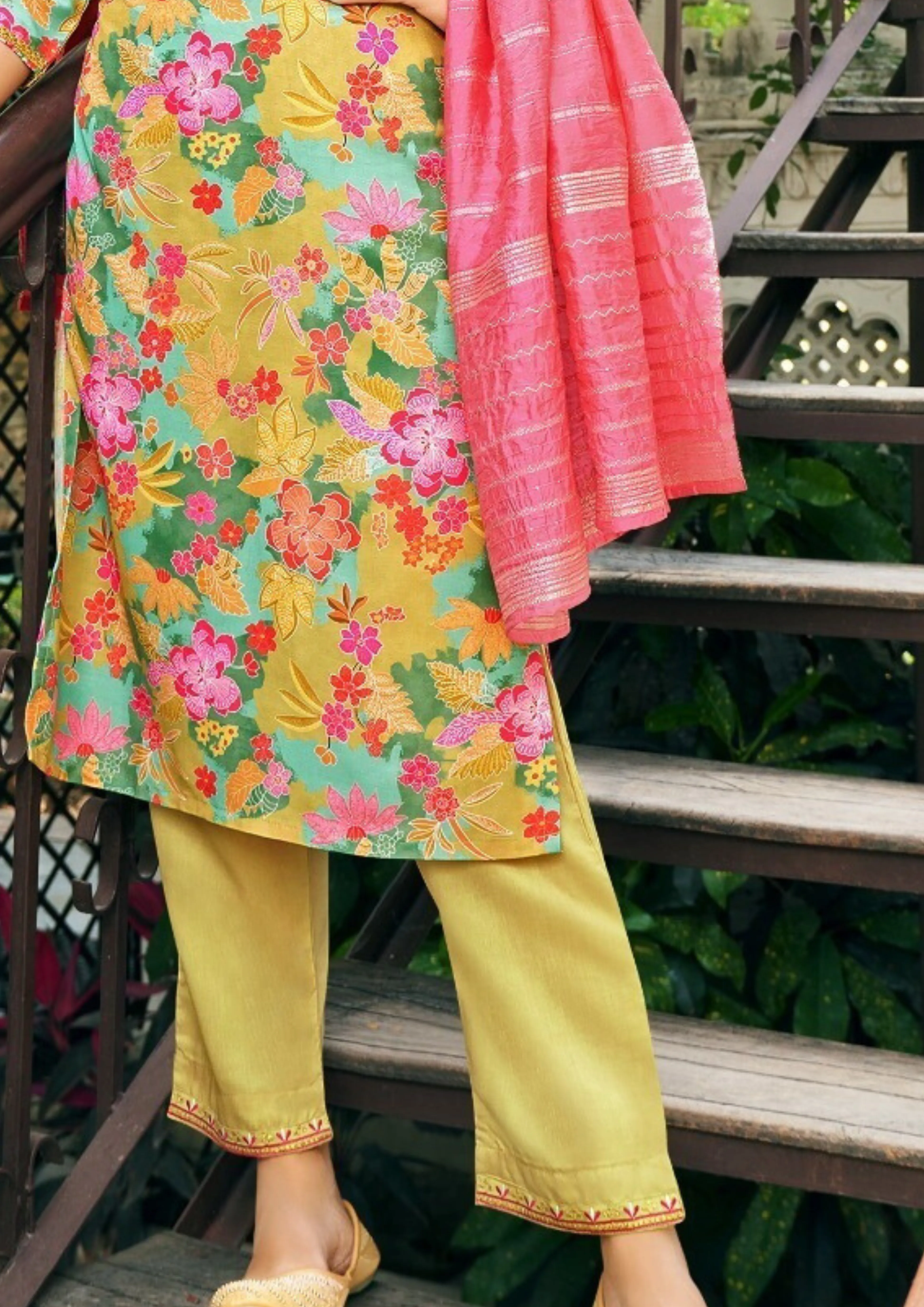 Elegent Mustard Yellow Color Straight Kurthi With Pant And Fancy Jacquard Dupatta For Women