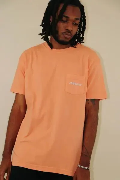 Everyday Pocket Flock T-Shirt - Orange