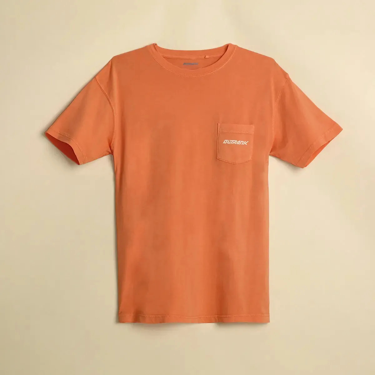 Everyday Pocket Flock T-Shirt - Orange