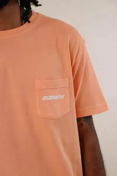 Everyday Pocket Flock T-Shirt - Orange