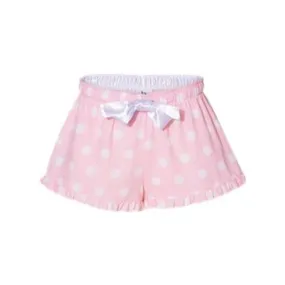 Flannel Boxers, Ladies Pink/White Polka Dot