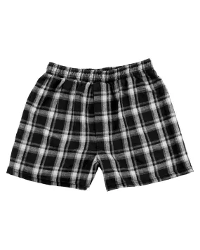 Flannel Boxers, Men's White/Black Plaid.