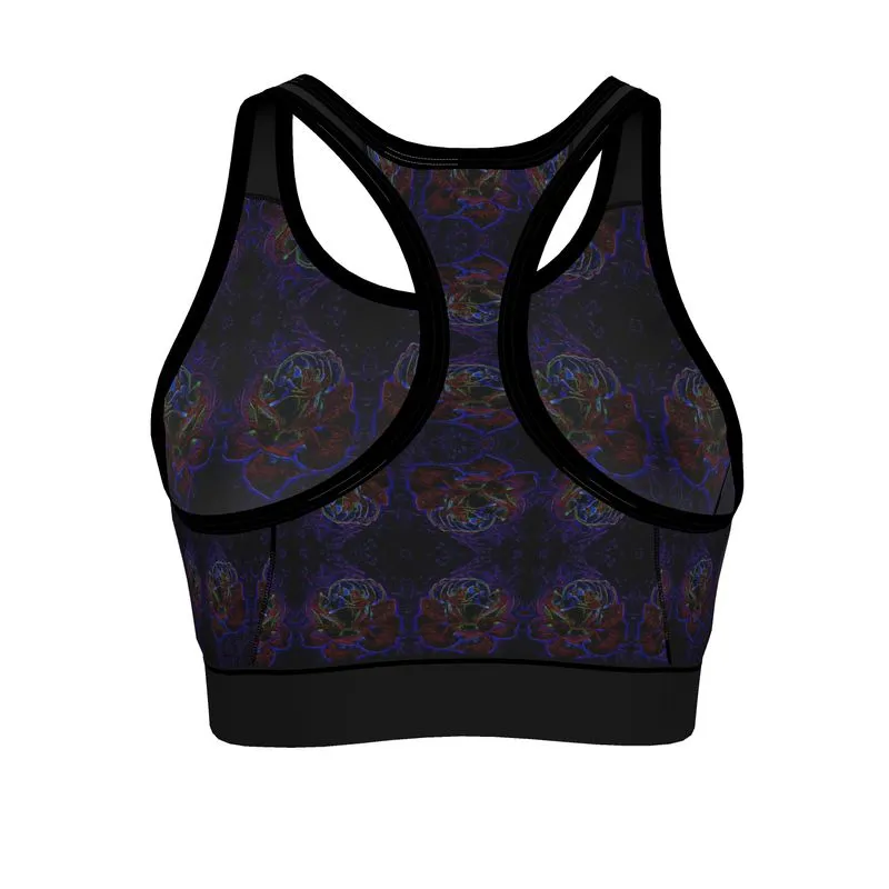 Floral Embosses: Roses 01 Patterned Designer Sports Bra