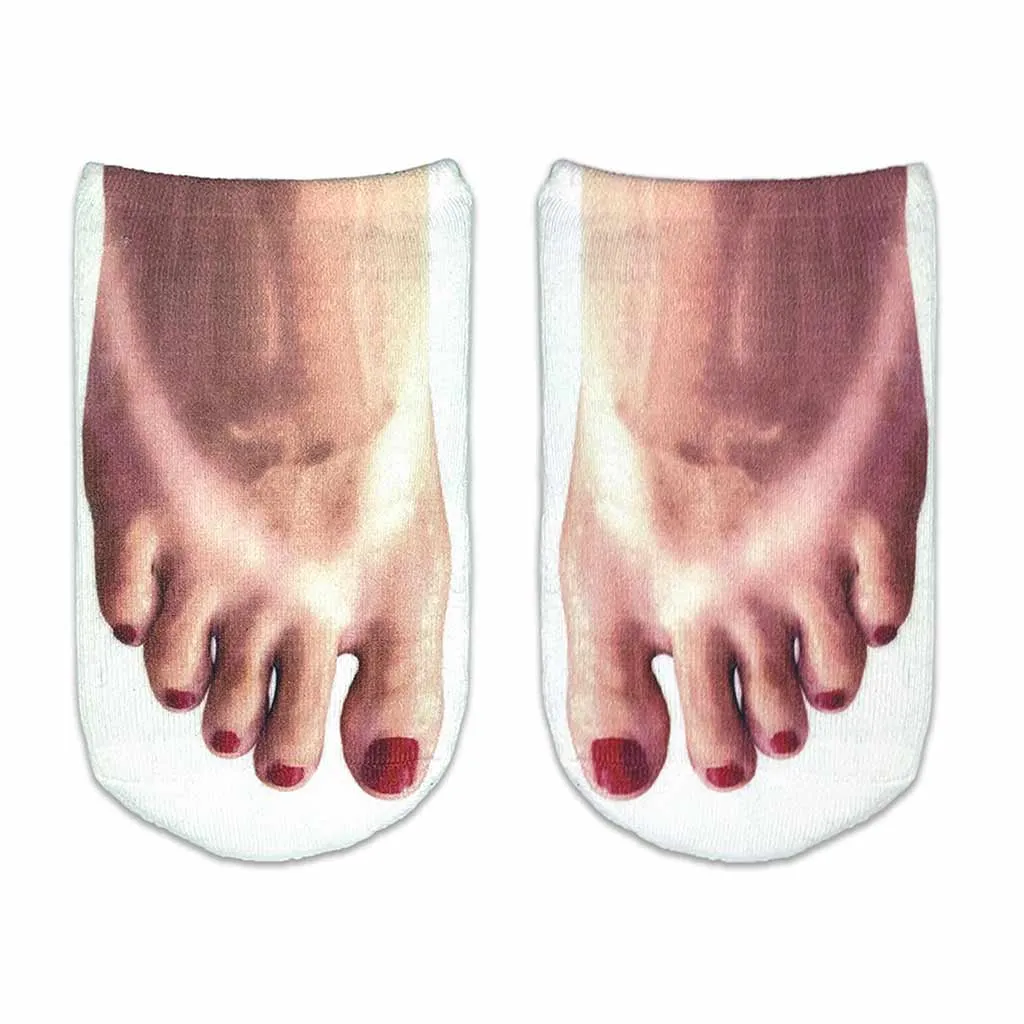 Funny Pedicure Feet Photo on Socks for Women