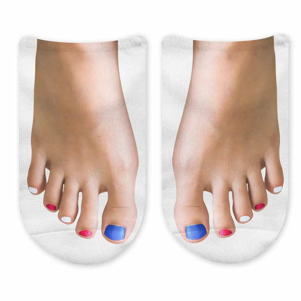 Funny Pedicure Feet Photo on Socks for Women