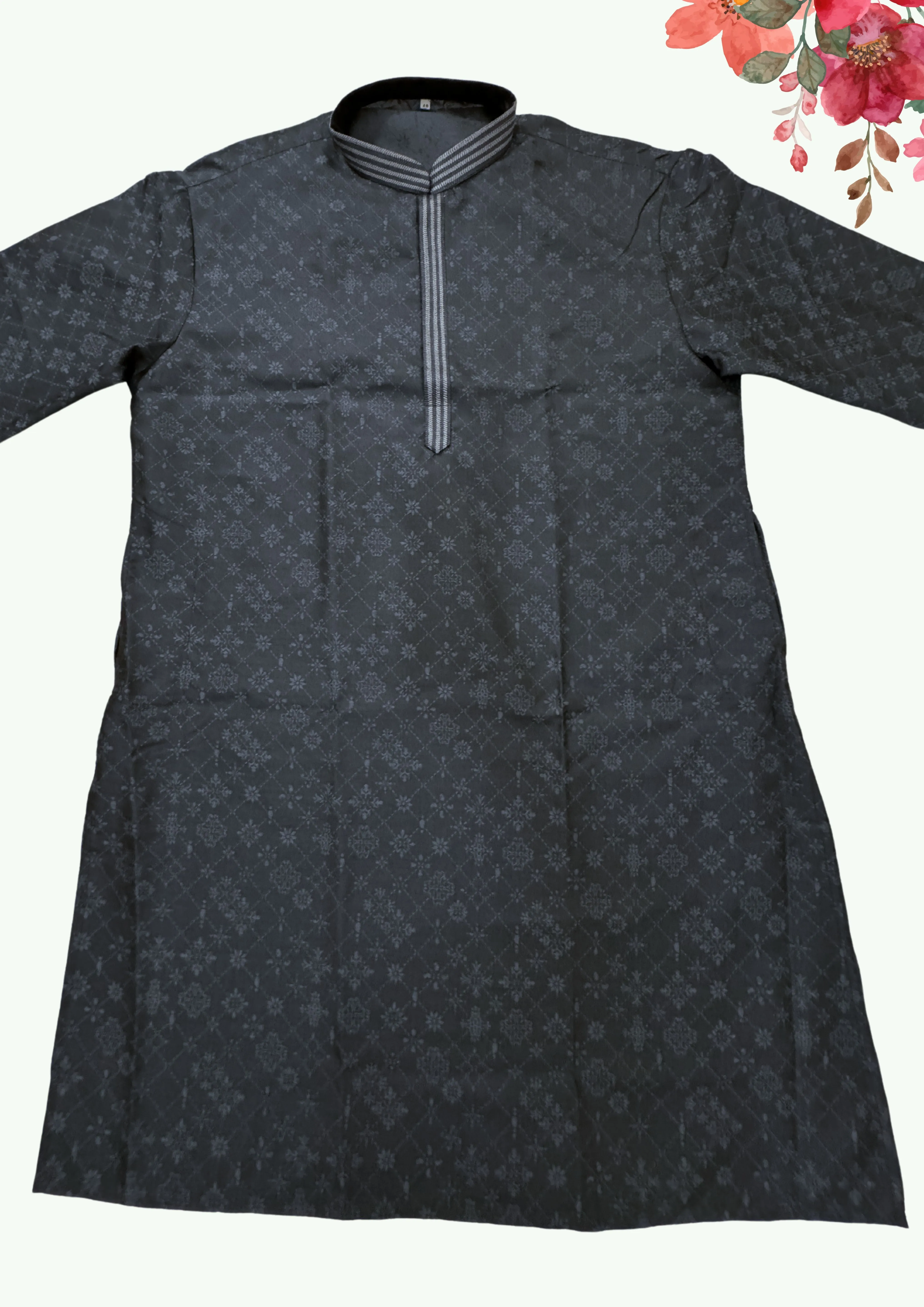 Gorgeous Blue Colored Slub Cotton Printed Work Kurta For Men