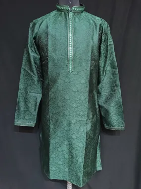 Gorgeous Green Color Banarasi Brocade With Floral Design Kurta Suits For Men