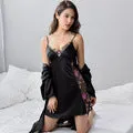 Gown Sets Two-Piece Women Bathrobes Sexy Silk Satin Lace