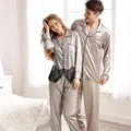 Gown Sets Two-Piece Women Bathrobes Sexy Silk Satin Lace