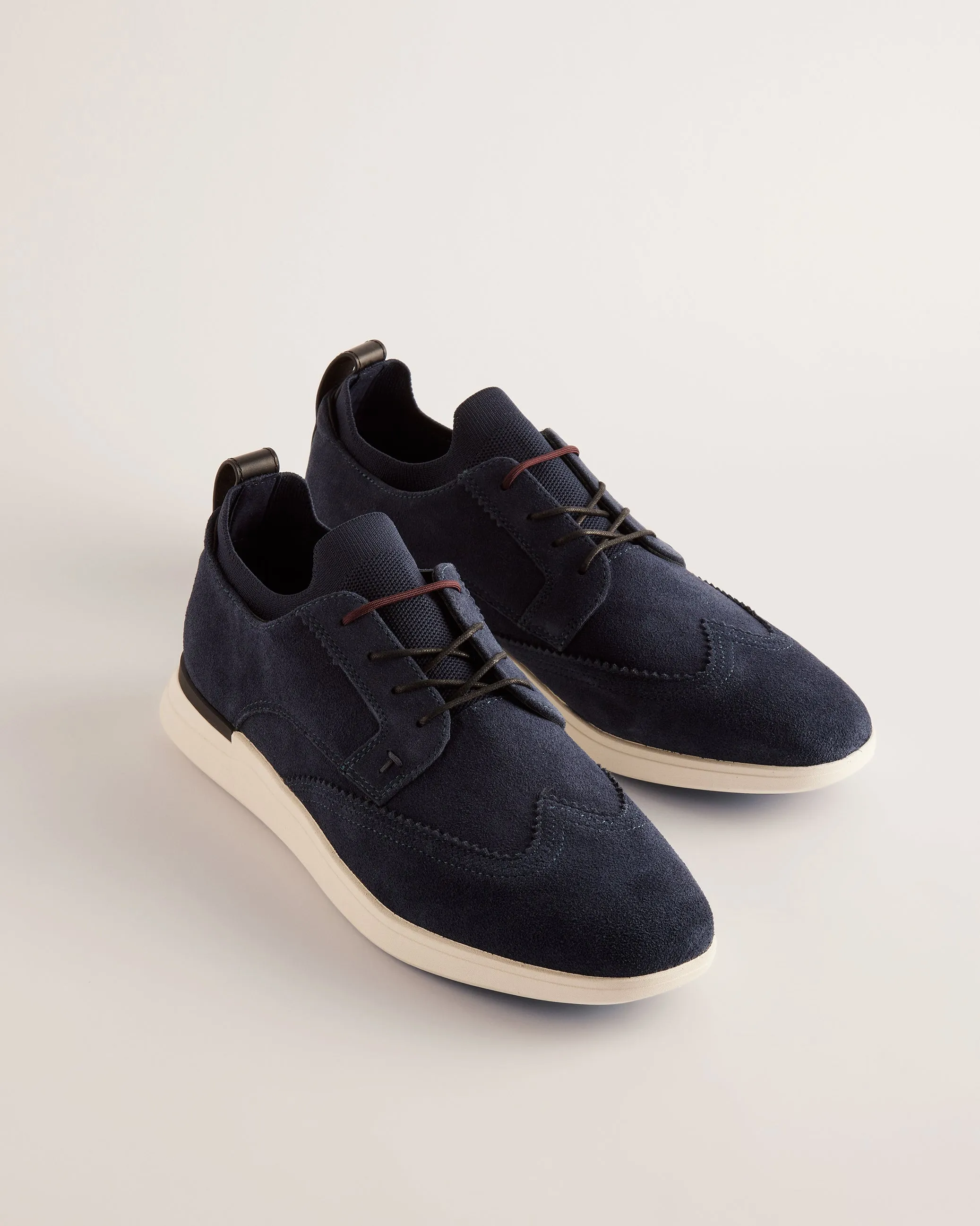 Haltonn Suede Wing Tip Hybrid Trainers Navy