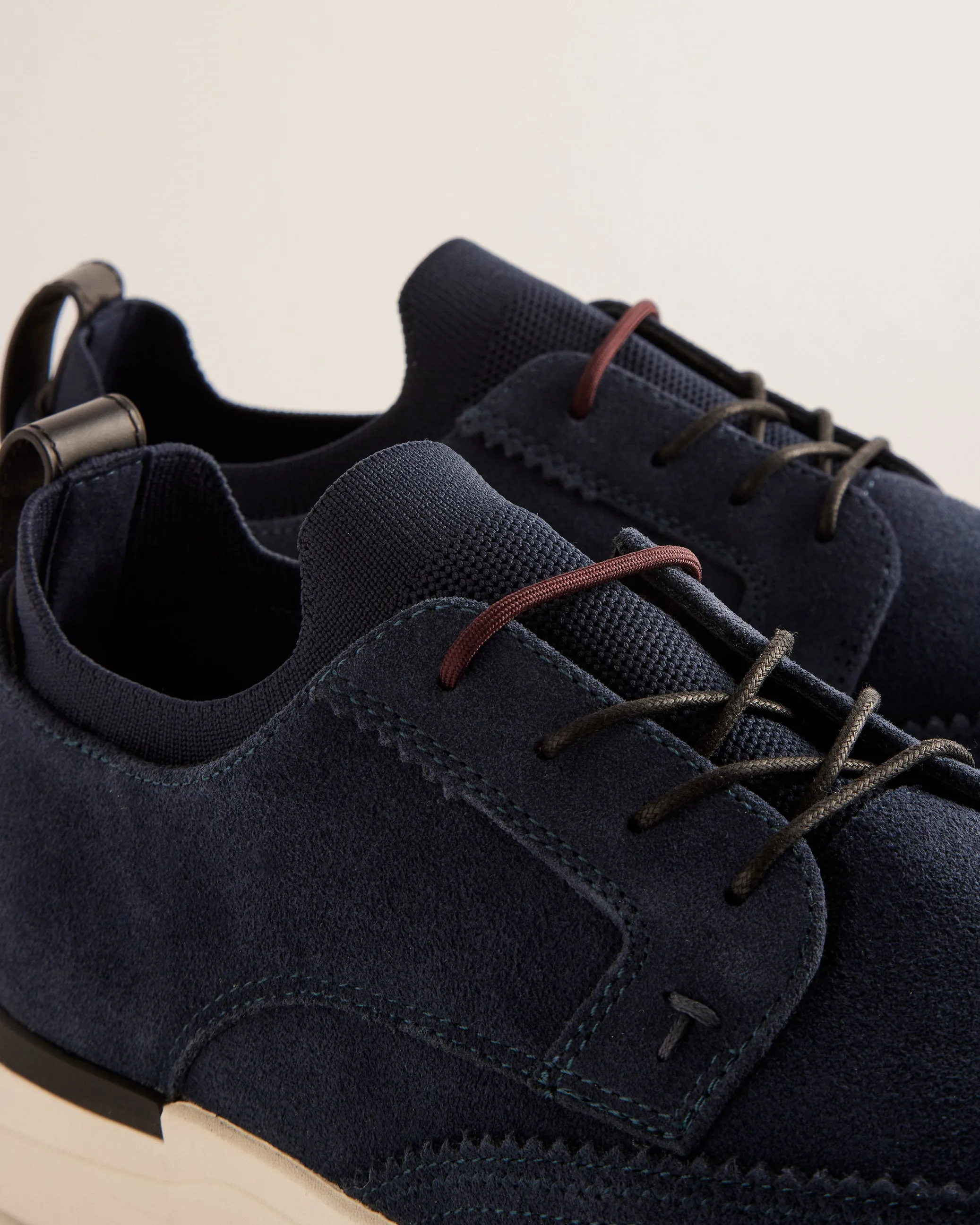 Haltonn Suede Wing Tip Hybrid Trainers Navy