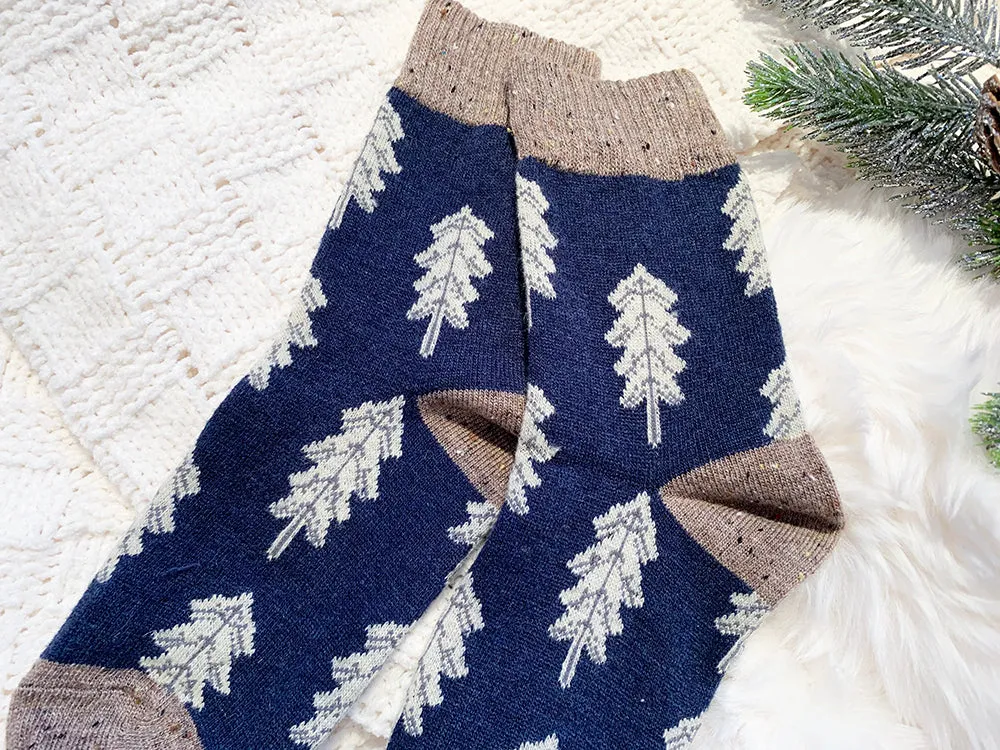 Holiday Special | Wool Socks | Pine Tree (Navy Blue)