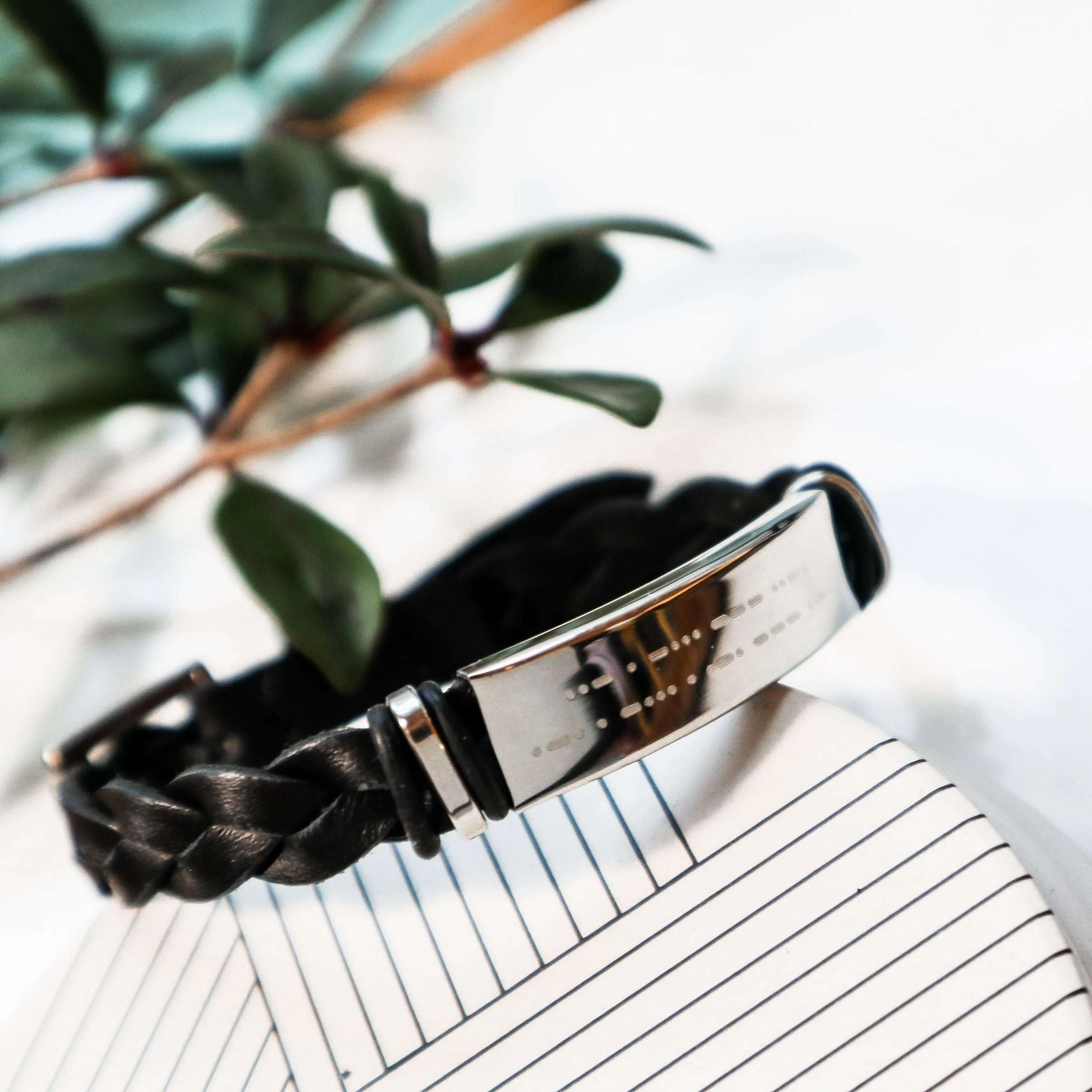 GREY - ENGRAVED MORSE CODE BRACELET