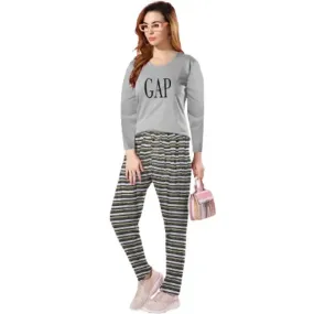 Ladies pyjamas, striped pants, cute sloth pattern, also plus size