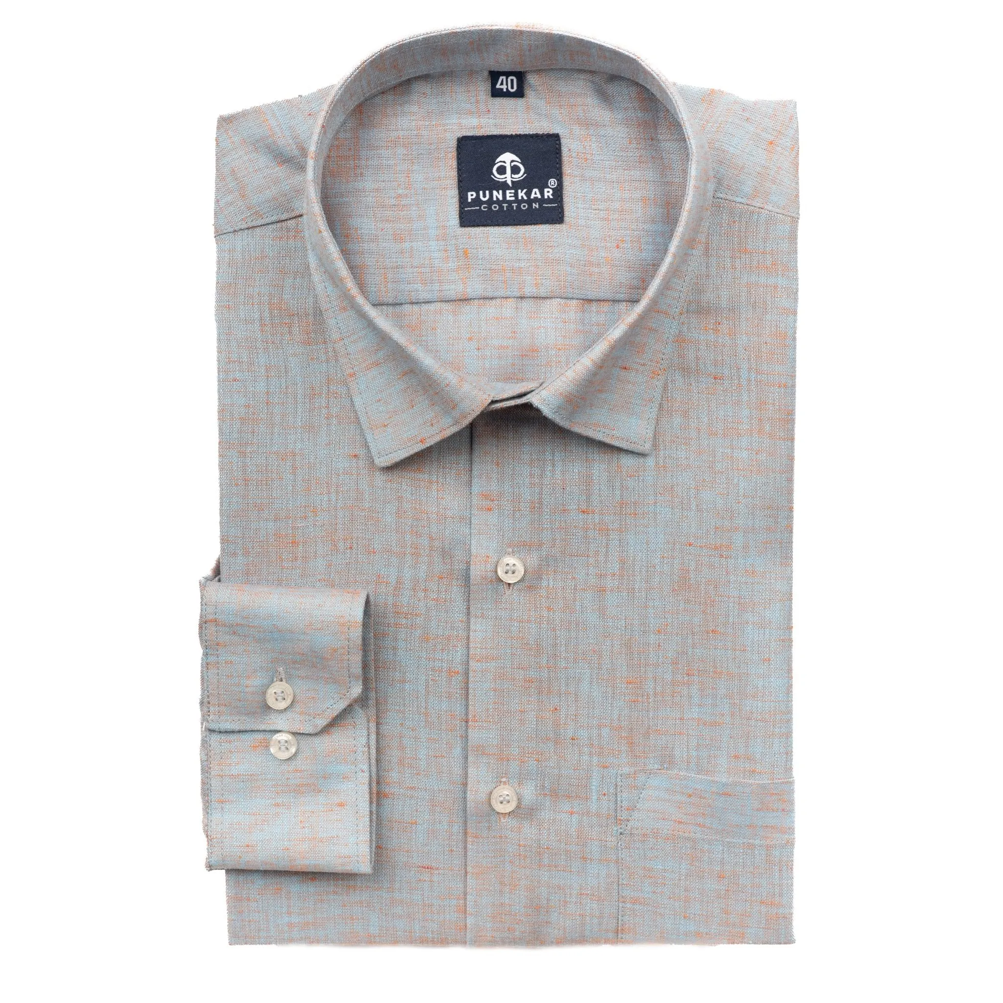 Light Blue Color Poly Cotton Shirt For Men