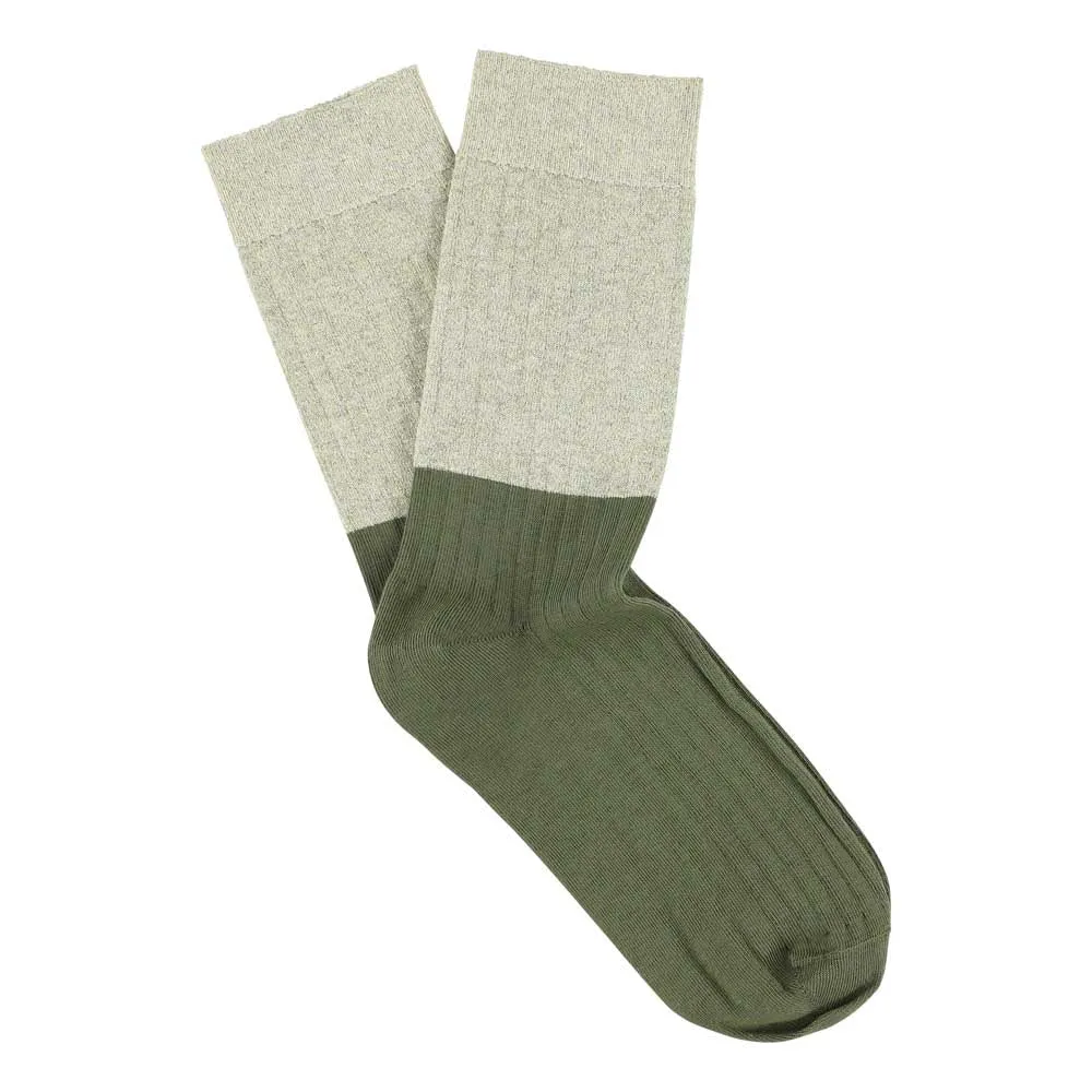 Lurex Block Socks - Gold  / Olive