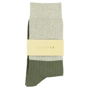 Lurex Block Socks - Gold  / Olive