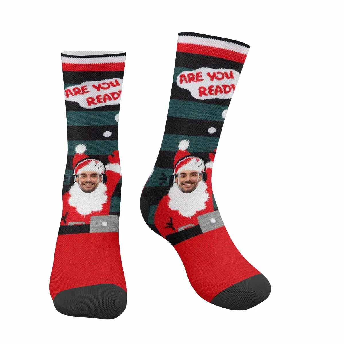 [Made In USA]Custom Preparing Christmas Face Socks Personalized Funny Photo Socks Gift for Christmas