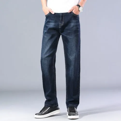 Casual Relaxed Jeans - Blue Black