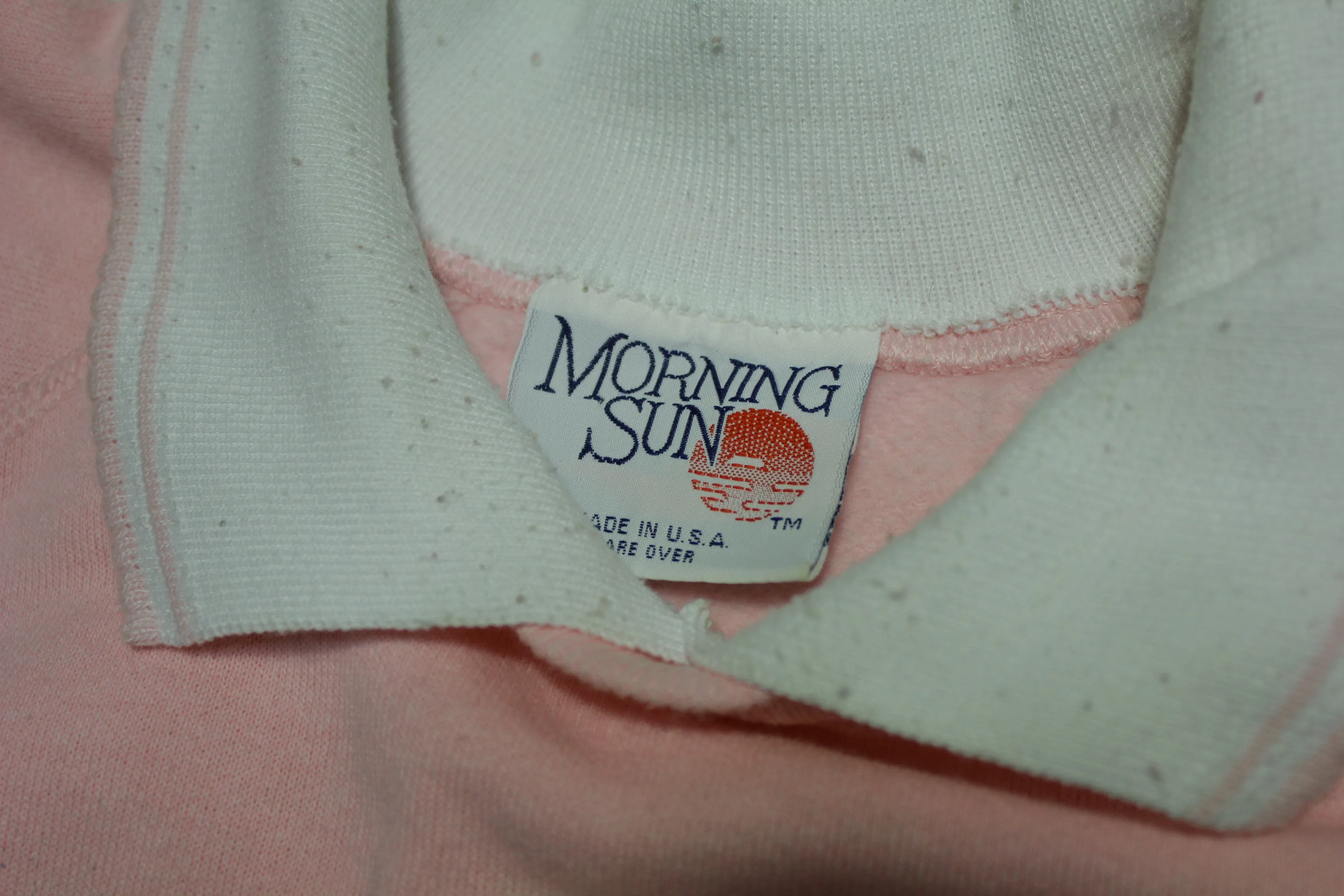 Morning Sun Pink Lilly Pads Vintage 80's Collared Crewneck Grandma's Sweatshirt