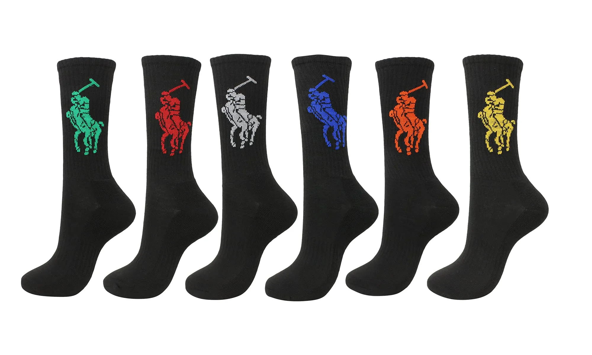 Polo Ralph Lauren Men's 6-Pack Multi Color Crew Sock