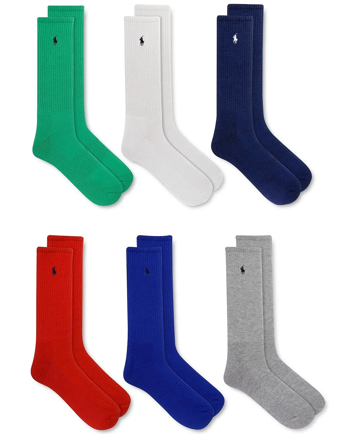 Polo Ralph Lauren Men's 6-Pack Multi Color Crew Sock